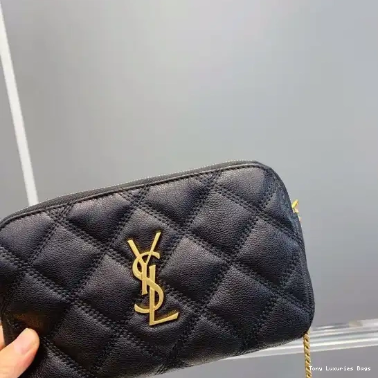 Tony Luxuries BECKY DOUBLE-ZIP LAMBSKIN IN QUILTED YSL POUCH 0611